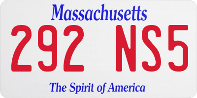 MA license plate 292NS5