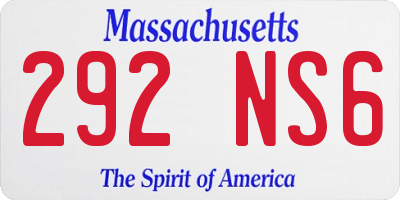 MA license plate 292NS6
