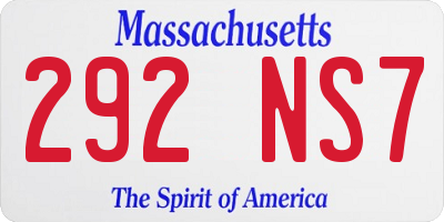 MA license plate 292NS7