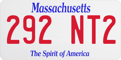 MA license plate 292NT2