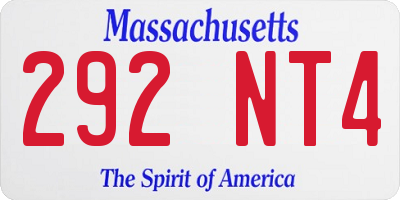 MA license plate 292NT4