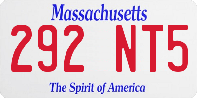 MA license plate 292NT5