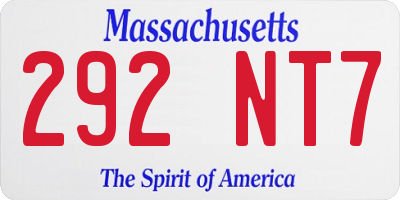 MA license plate 292NT7