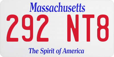 MA license plate 292NT8