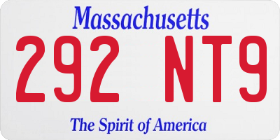 MA license plate 292NT9