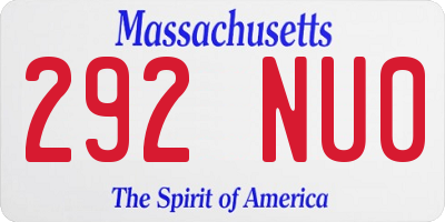 MA license plate 292NU0