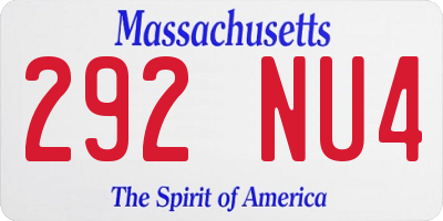 MA license plate 292NU4