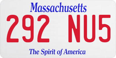 MA license plate 292NU5