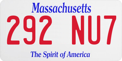 MA license plate 292NU7