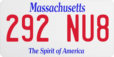 MA license plate 292NU8