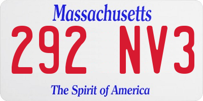MA license plate 292NV3
