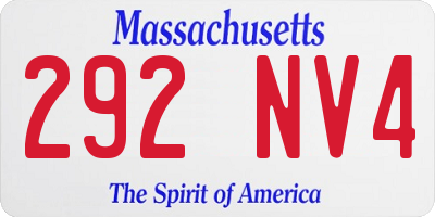 MA license plate 292NV4