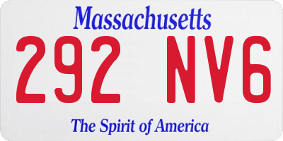 MA license plate 292NV6