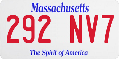 MA license plate 292NV7