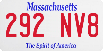 MA license plate 292NV8
