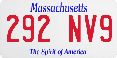 MA license plate 292NV9