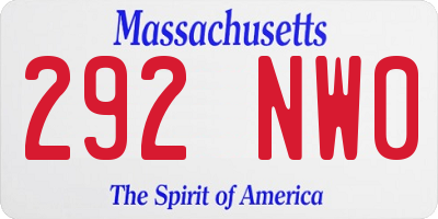 MA license plate 292NW0