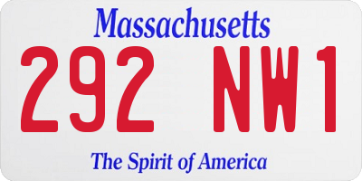 MA license plate 292NW1