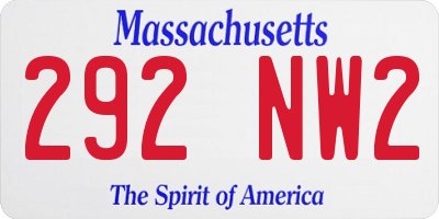 MA license plate 292NW2