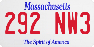 MA license plate 292NW3