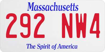 MA license plate 292NW4