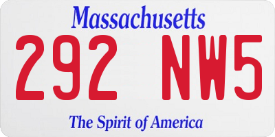 MA license plate 292NW5