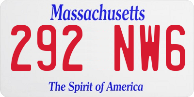 MA license plate 292NW6