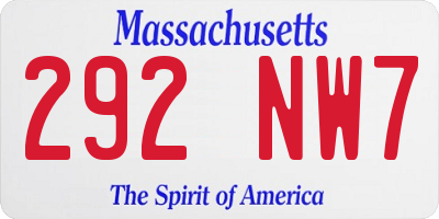 MA license plate 292NW7