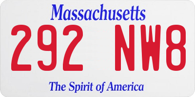 MA license plate 292NW8