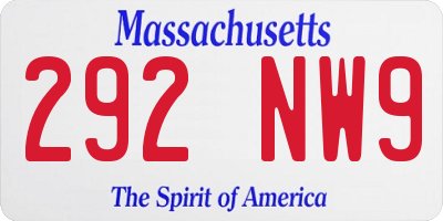 MA license plate 292NW9