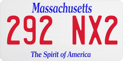 MA license plate 292NX2