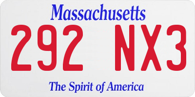 MA license plate 292NX3