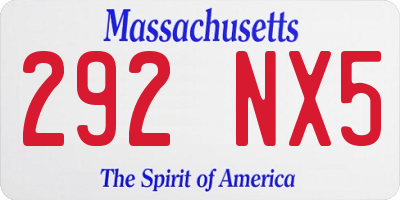 MA license plate 292NX5