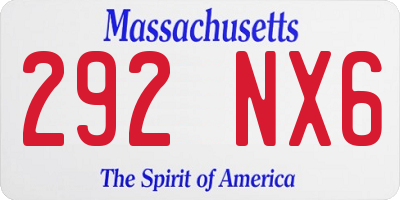 MA license plate 292NX6