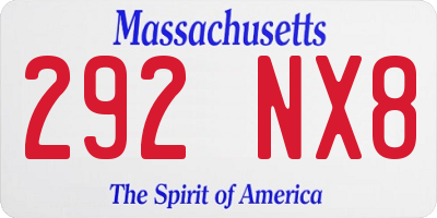 MA license plate 292NX8