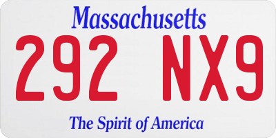 MA license plate 292NX9