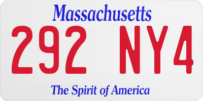 MA license plate 292NY4
