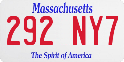 MA license plate 292NY7