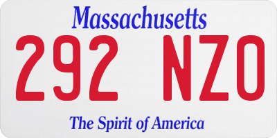 MA license plate 292NZ0