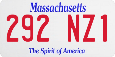 MA license plate 292NZ1