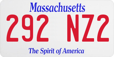 MA license plate 292NZ2