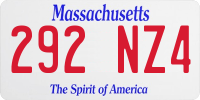 MA license plate 292NZ4