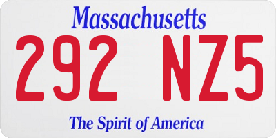 MA license plate 292NZ5