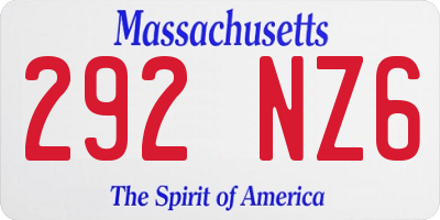 MA license plate 292NZ6