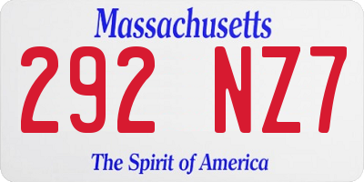 MA license plate 292NZ7