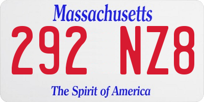 MA license plate 292NZ8