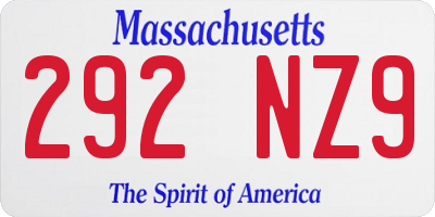 MA license plate 292NZ9