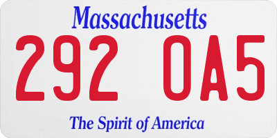 MA license plate 292OA5