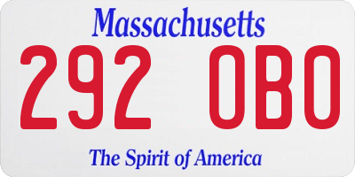 MA license plate 292OB0