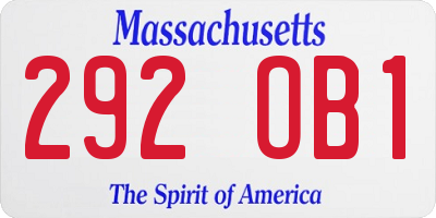 MA license plate 292OB1